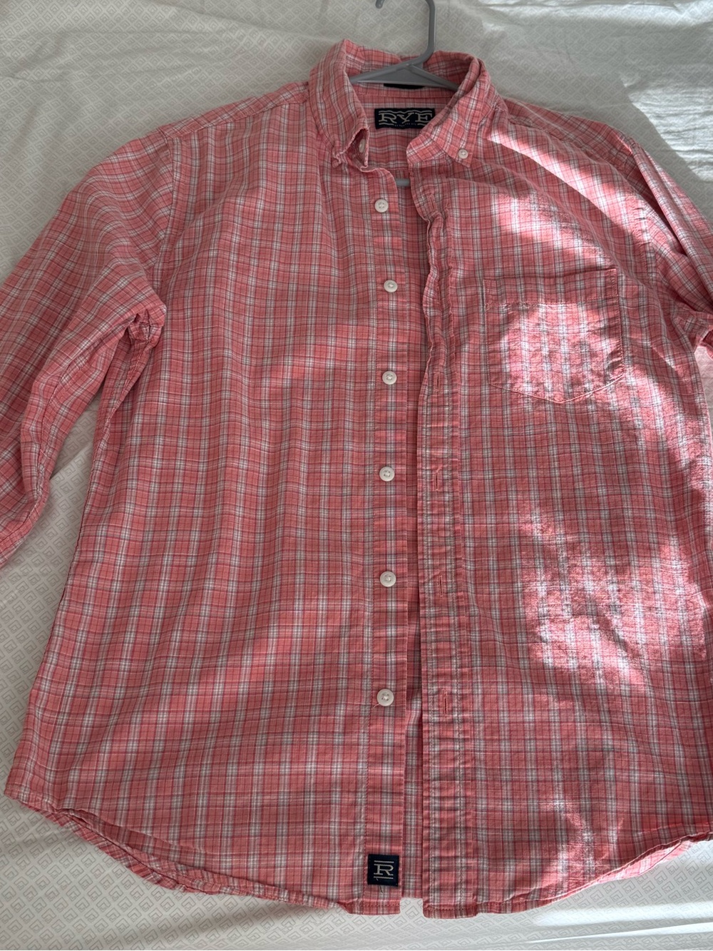 Rye Men's Red and White Plaid Button-Down Shirt